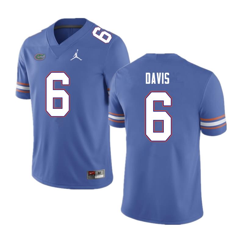 NCAA Florida Gators Shawn Davis Men's #6 Nike Blue Stitched Authentic College Football Jersey XDF8864WL